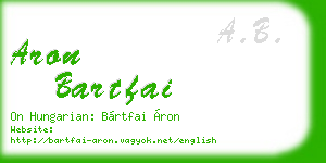 aron bartfai business card